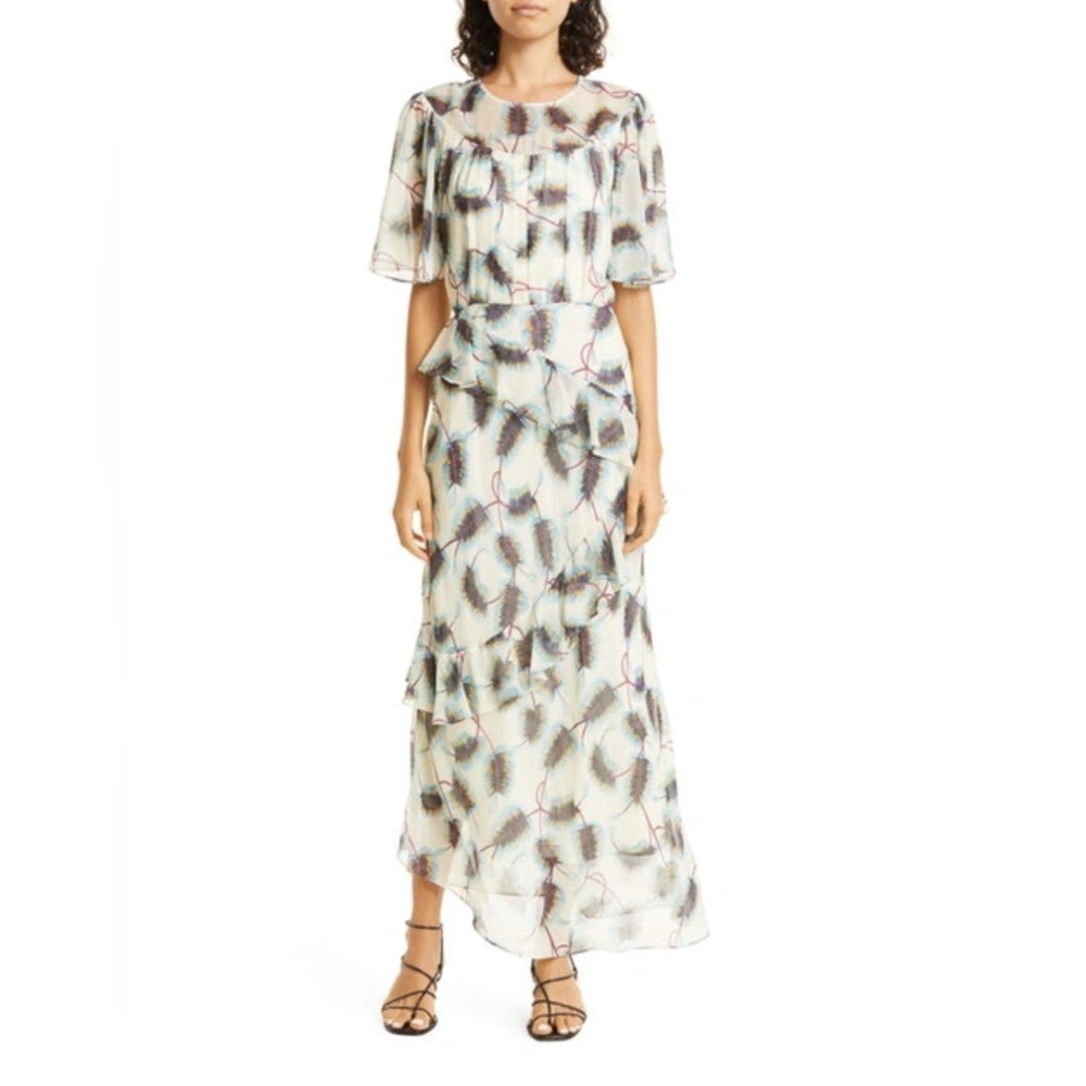 Saloni womens ruffle maxi dress